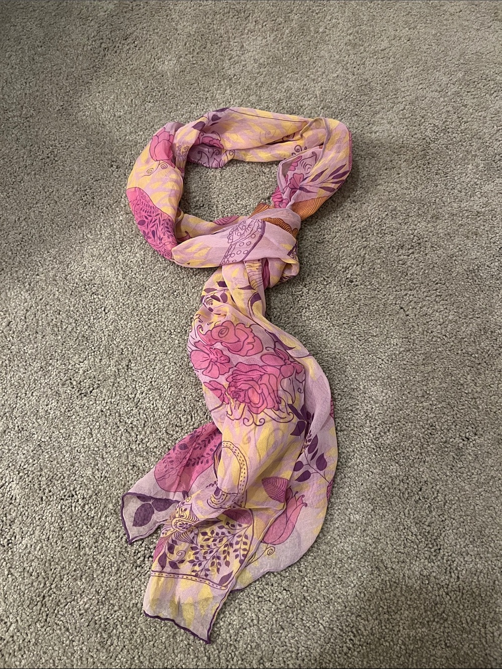 Floral Pink & Yellow Lightweight Women's Scarf